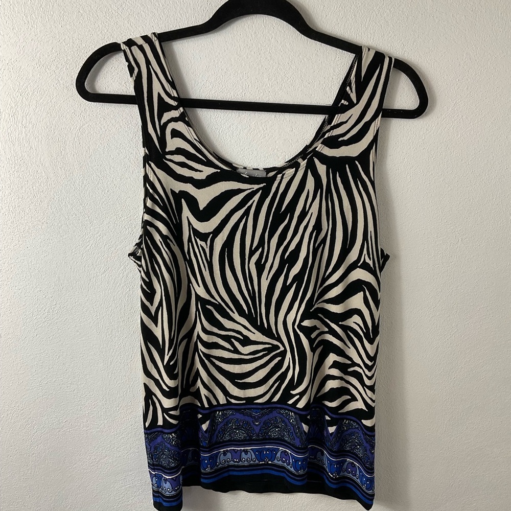 Chico’s Travelers Zebra Tank Top Sz 2 L